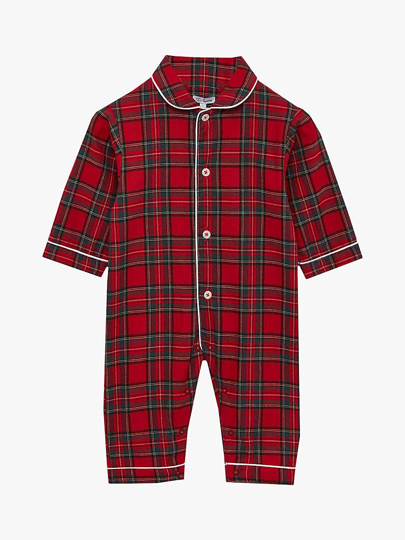 Buy Trotters Baby Cosy Brushed Cotton Tartan Sleepsuit, Red/Multi Online at johnlewis.com
