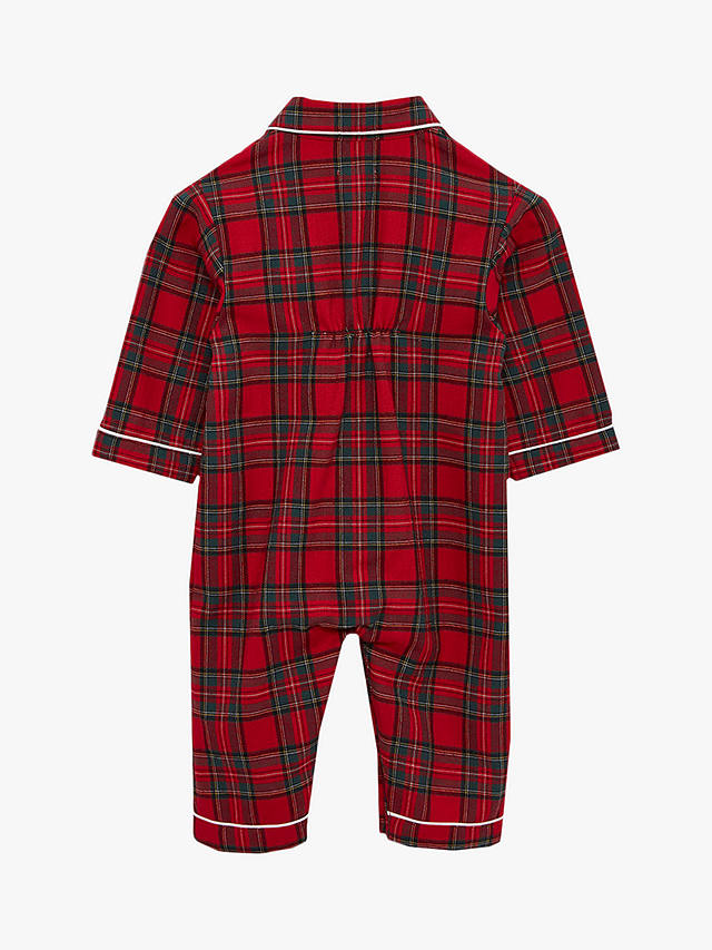 Trotters Baby Cosy Brushed Cotton Tartan Sleepsuit, Red/Multi