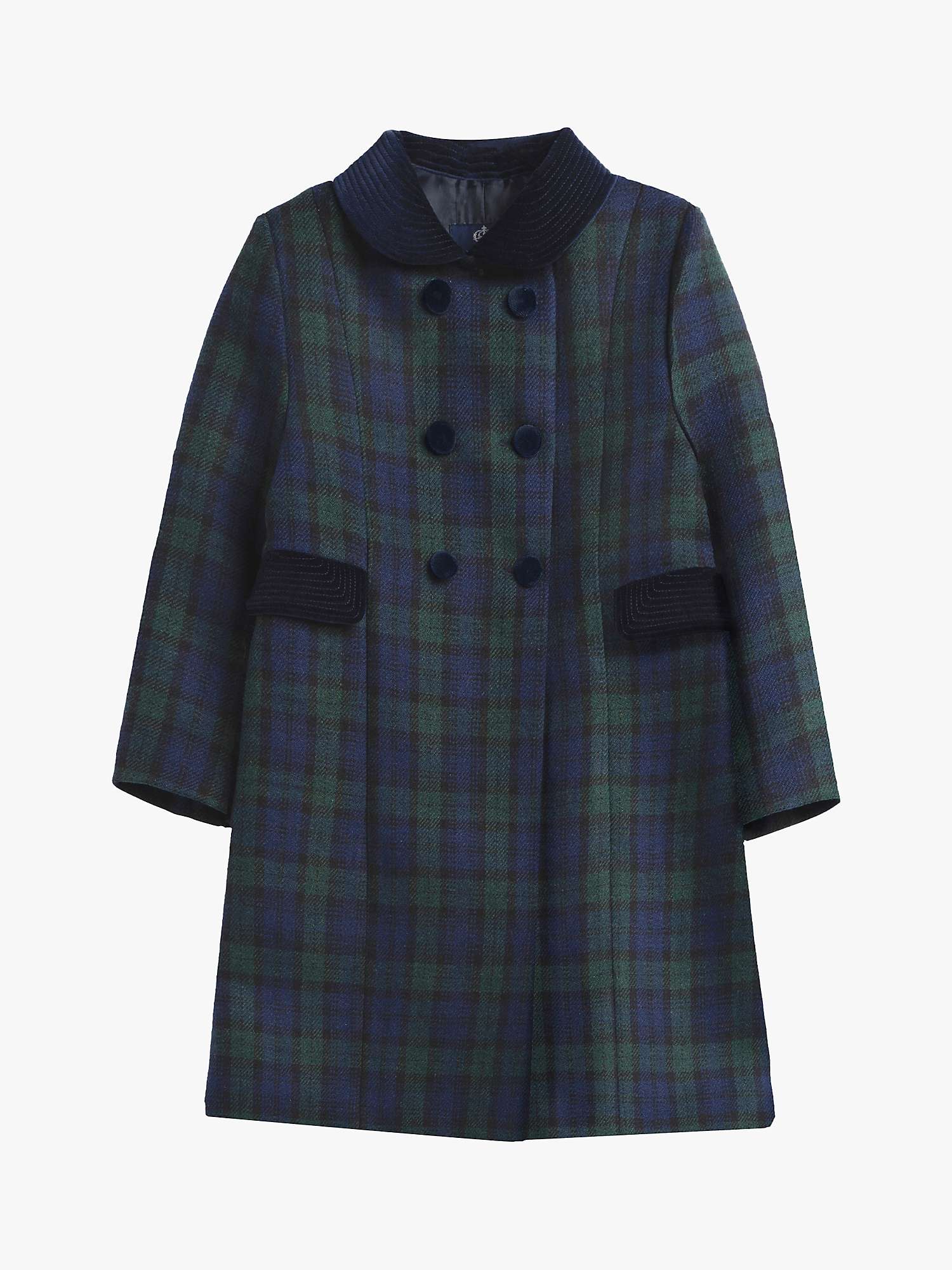 Buy Trotters Wool Blend Classic Coat, Navy Tartan Online at johnlewis.com