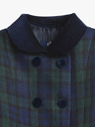 Trotters Wool Blend Classic Coat, Navy Tartan