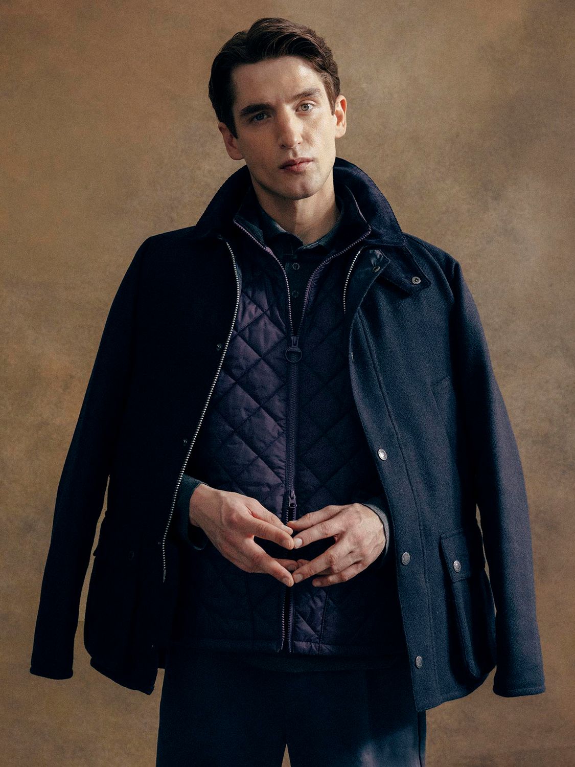 Barbour Bedale Wool Jacket, Navy at John Lewis & Partners