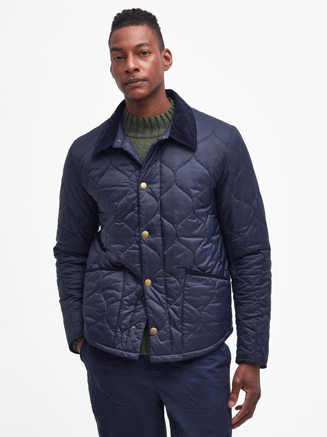 Barbour Tomorrow's Archive Malyk Quilted Jacket, Navy at John Lewis ...