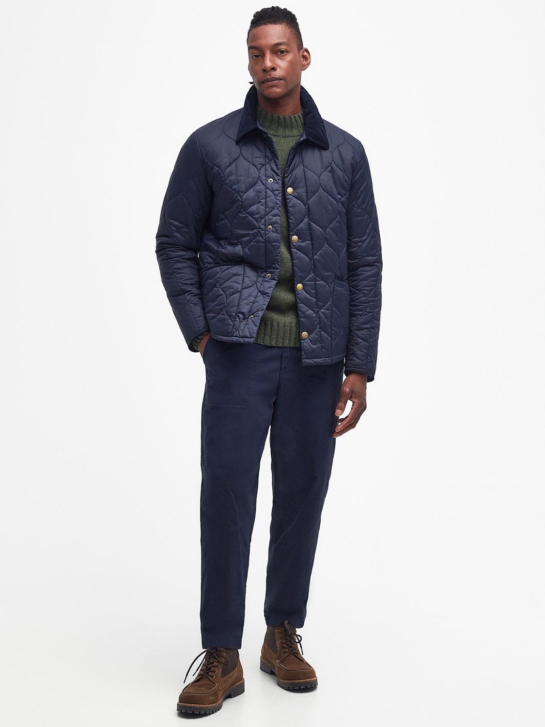 Barbour Tomorrow's Archive Malyk Quilted Jacket, Navy at John Lewis ...