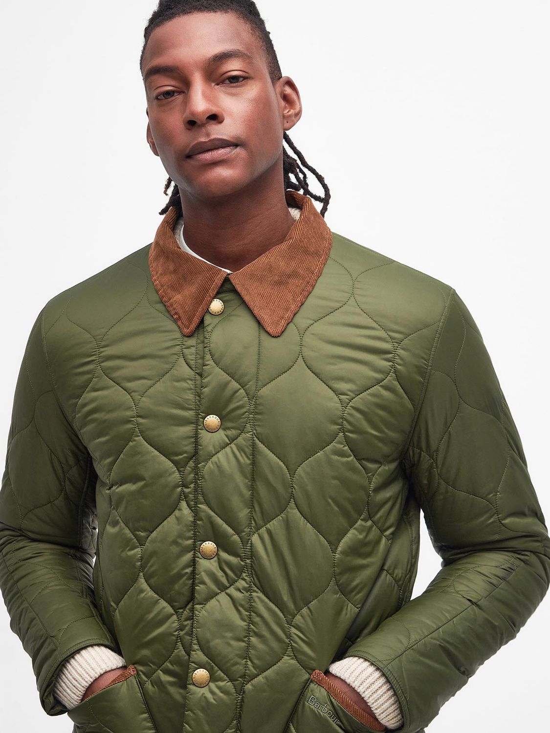 Barbour Tomorrow's Archive Malyk Quilted Jacket, Military Green at John ...