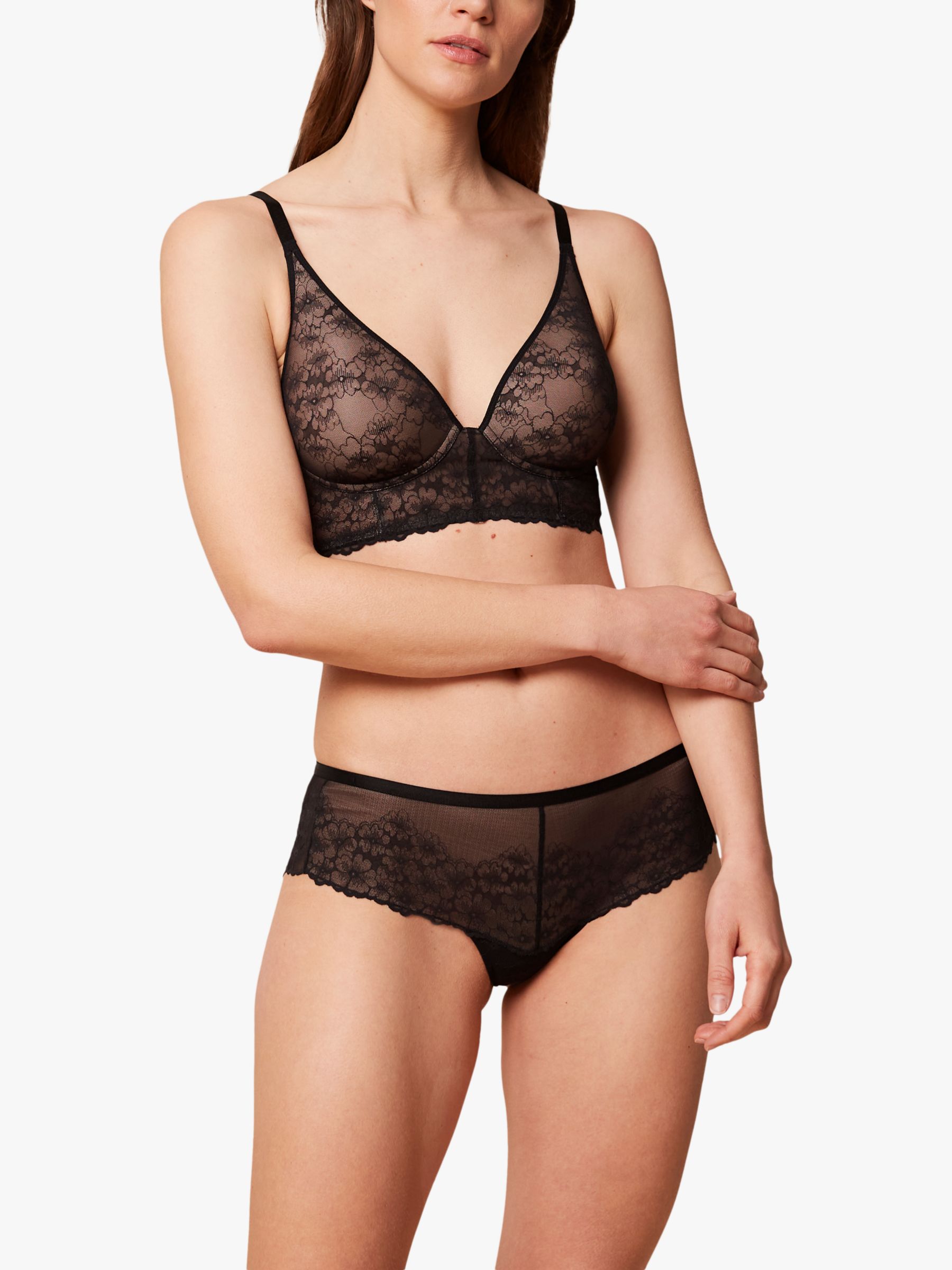 Triumph Bright Spotlight Plunge Bra, Black at John Lewis & Partners