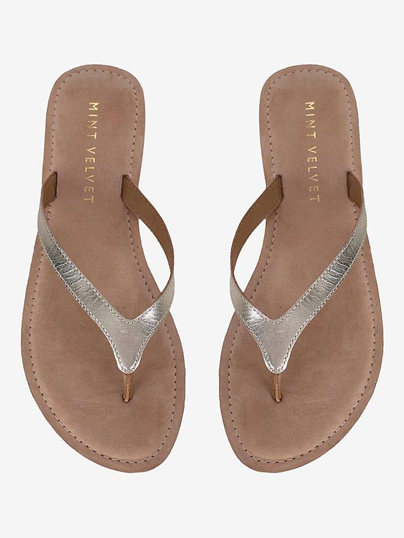 Buy Mint Velvet Ellen Leather Flip Flops, Gold Online at johnlewis.com