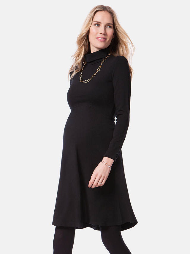 Seraphine Vanessa Roll Neck Ponte Maternity Dress, Black