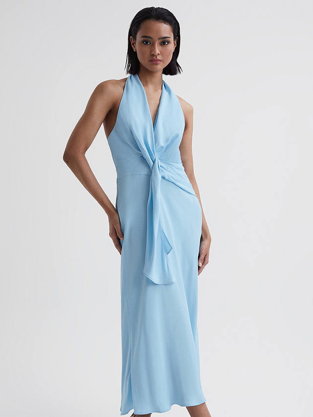Reiss Amber Halter Midi Dress, Blue