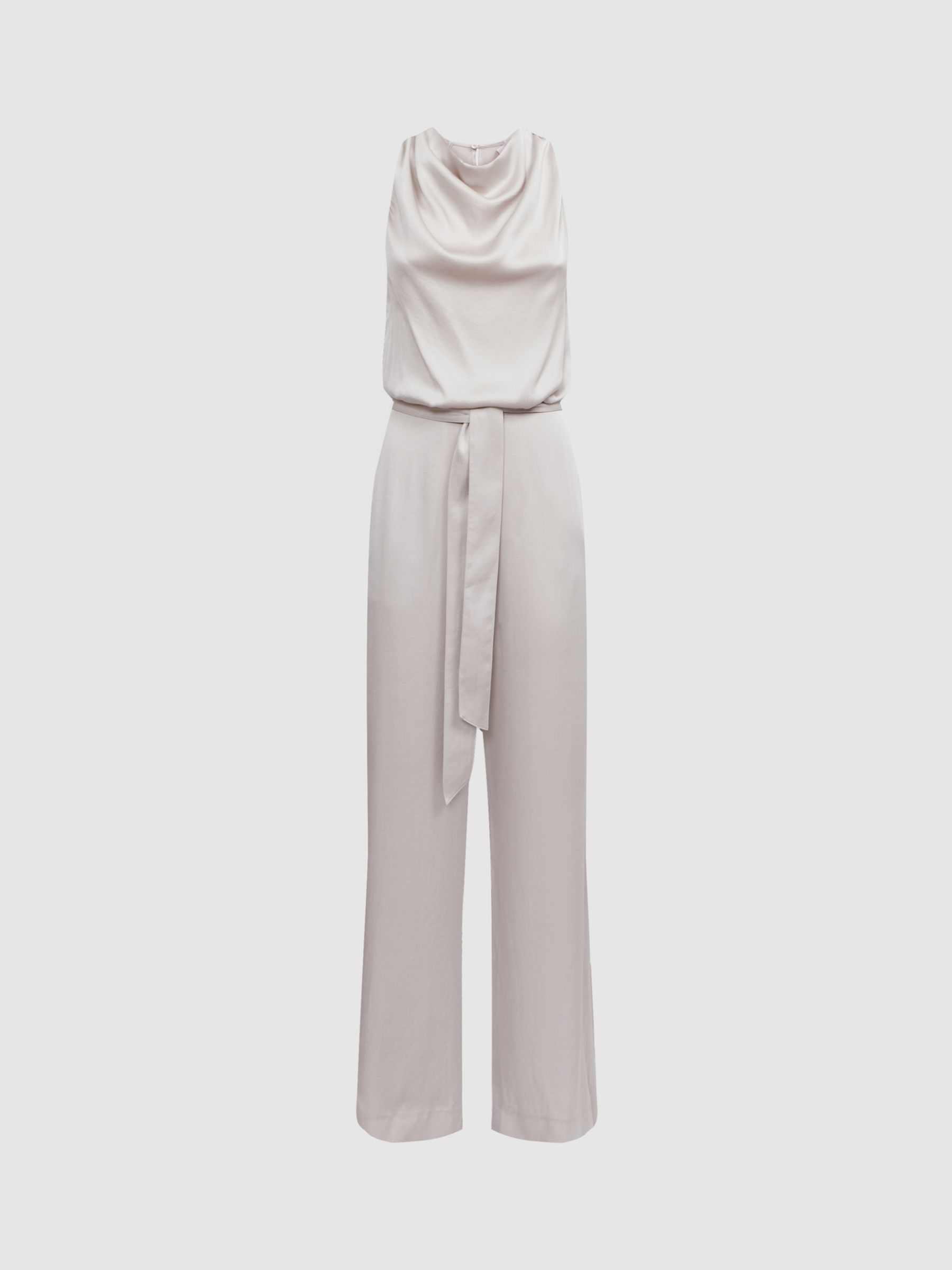 Reiss Rose Sleeveless Cowl Neck Jumpsuit Neutral At John Lewis And Partners 