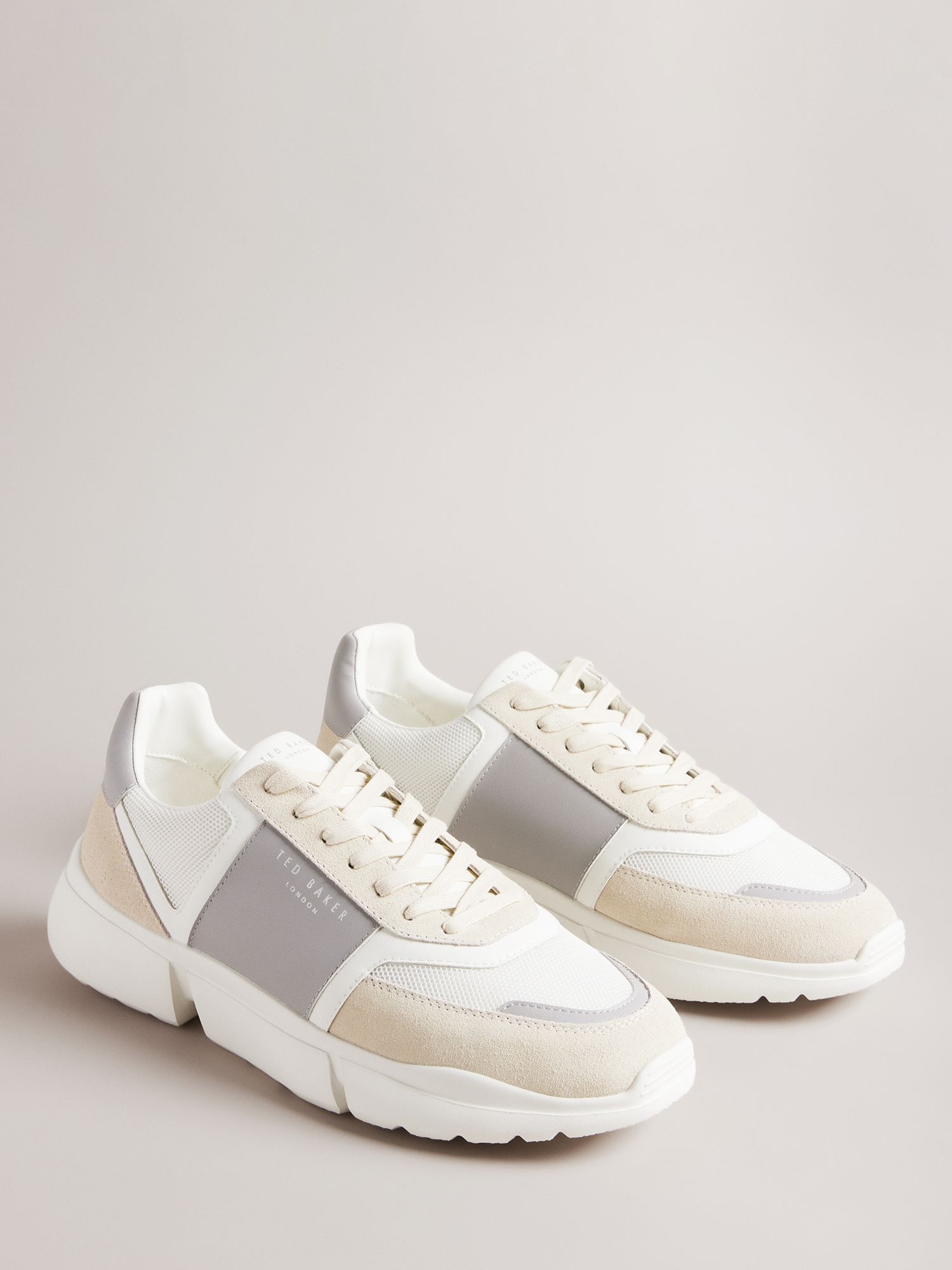 Ted Baker Cecyle Leather And Suede Trainers, Grey
