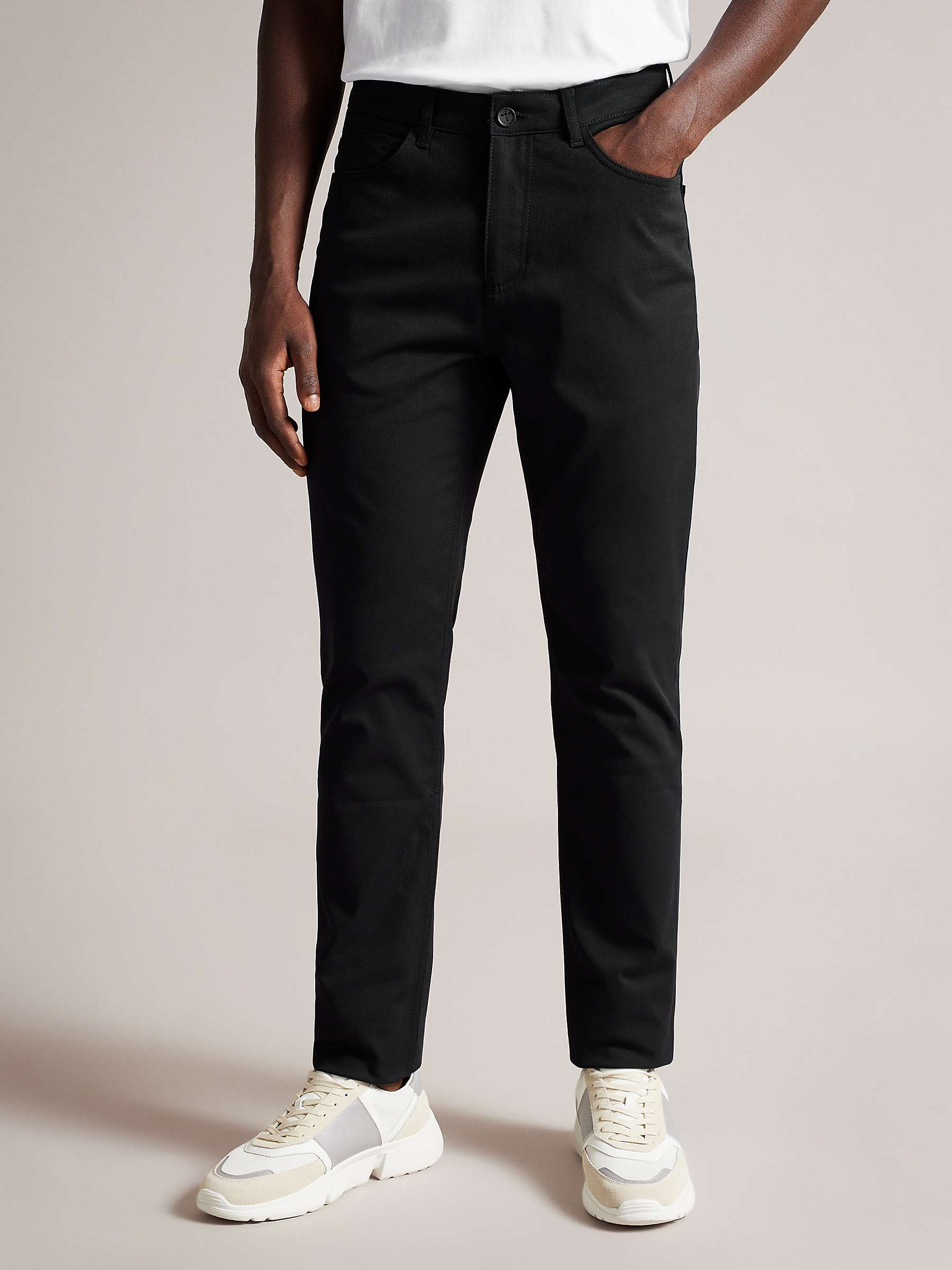 Ted Baker Mansurt Twill Trousers, Black at John Lewis & Partners