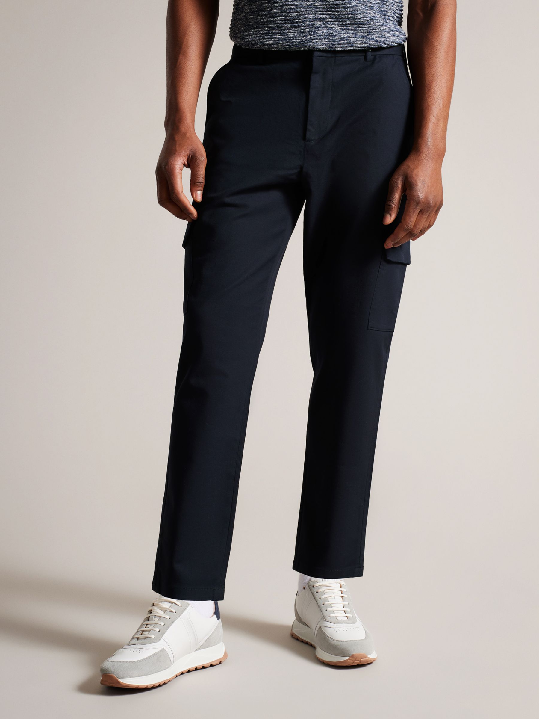 Ted Baker Irvine Slim Fit Cargo Trousers, Navy at John Lewis & Partners