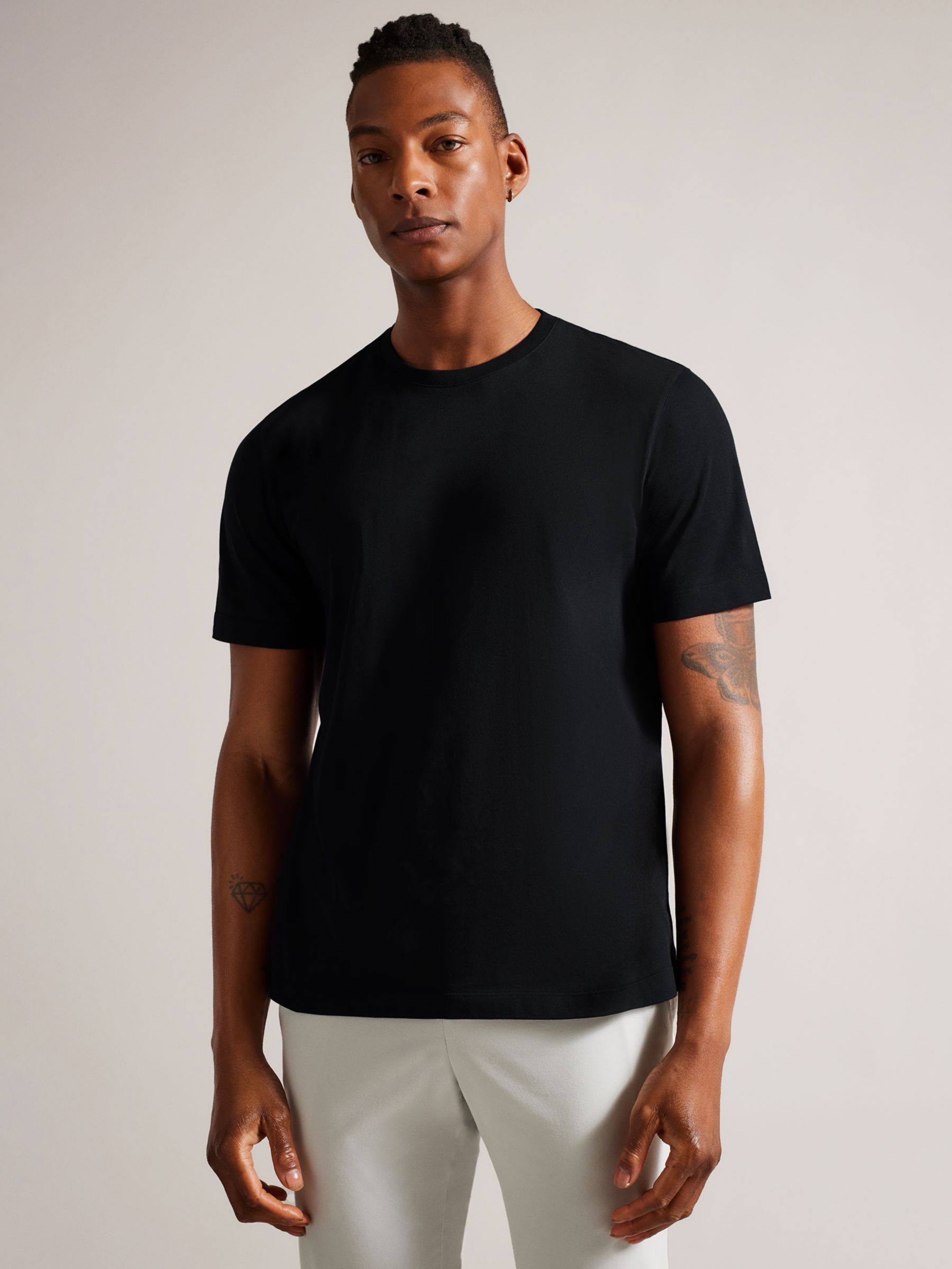 Ted Baker Tywinn Cotton T-Shirt, Black Black at John Lewis & Partners