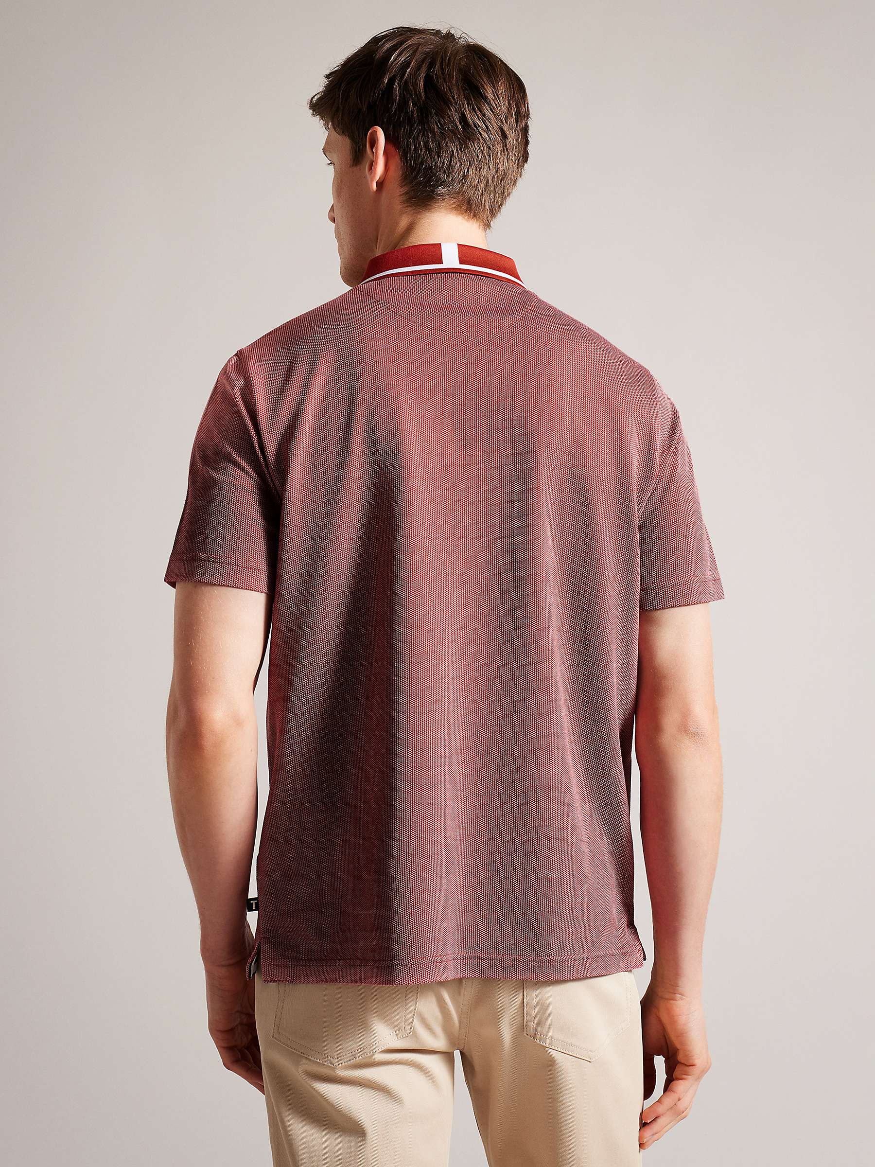 Buy Ted Baker Arts Mini Jacquard Stitch Polo, Red Dark Online at johnlewis.com