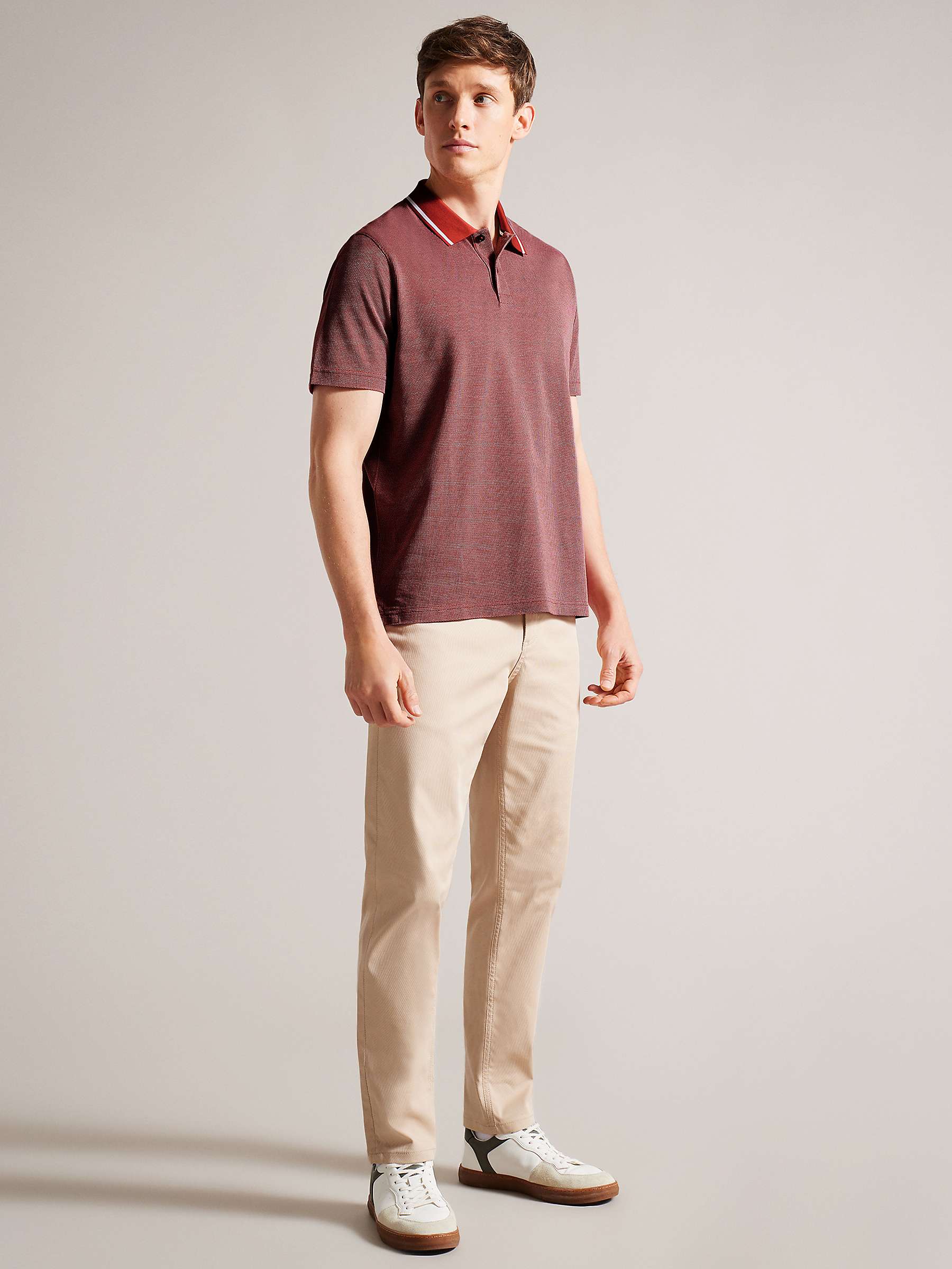 Buy Ted Baker Arts Mini Jacquard Stitch Polo, Red Dark Online at johnlewis.com