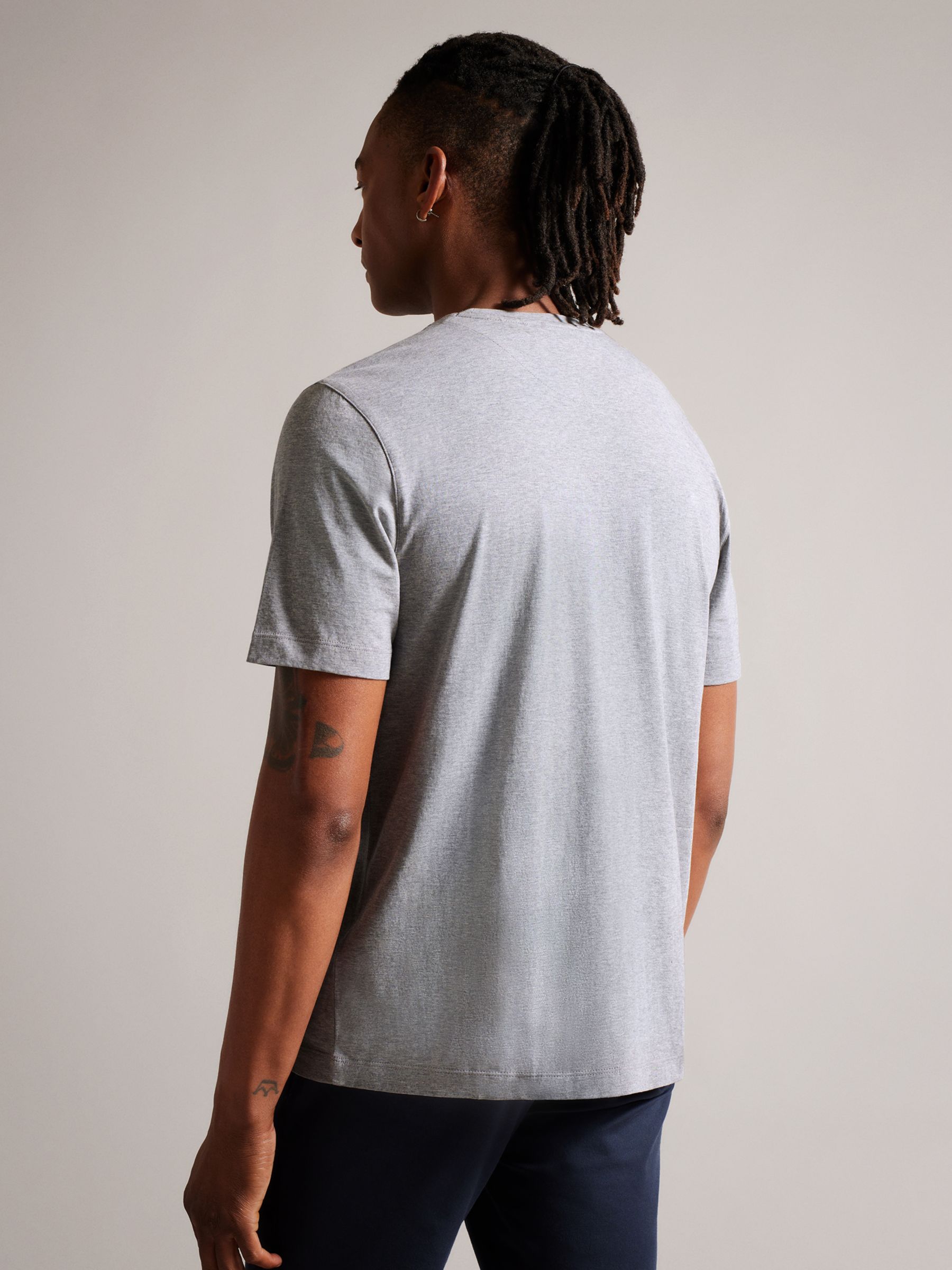Ted Baker Tywinn Cotton T-Shirt, Grey Marl Grey, XS