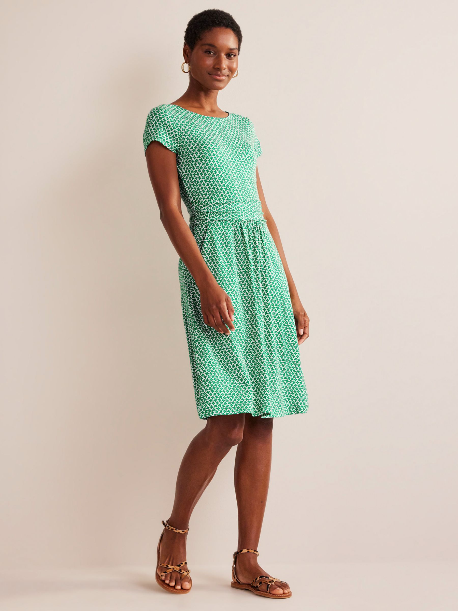 Buy Boden Amelie Daisy Print Jersey Dress, Meadow Green Online at johnlewis.com