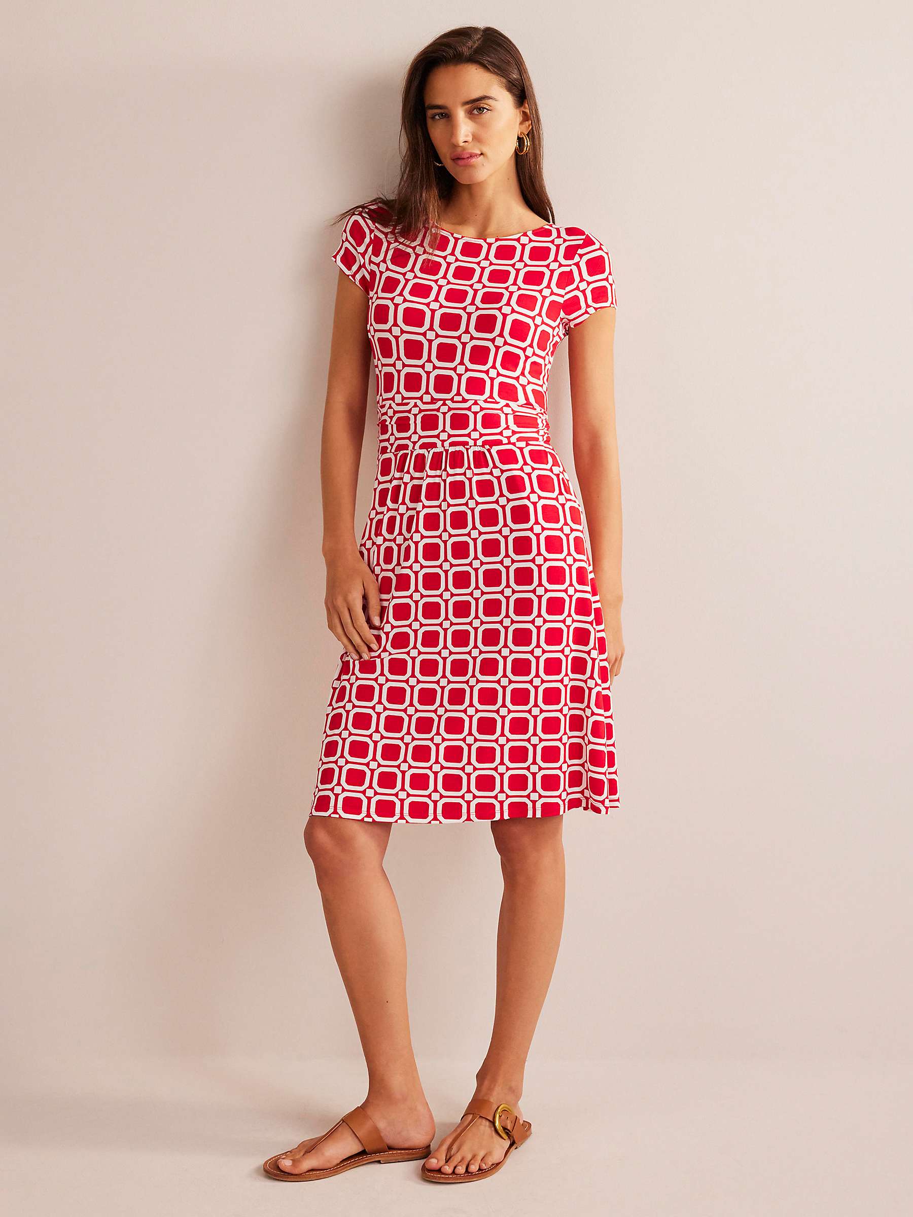 Buy Boden Amelie Geometric Print Jersey Dress, Hot Pepper Online at johnlewis.com