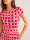 Boden Amelie Geometric Print Jersey Dress, Hot Pepper