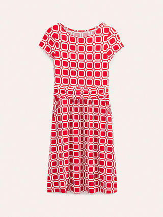 Boden Amelie Geometric Print Jersey Dress, Hot Pepper