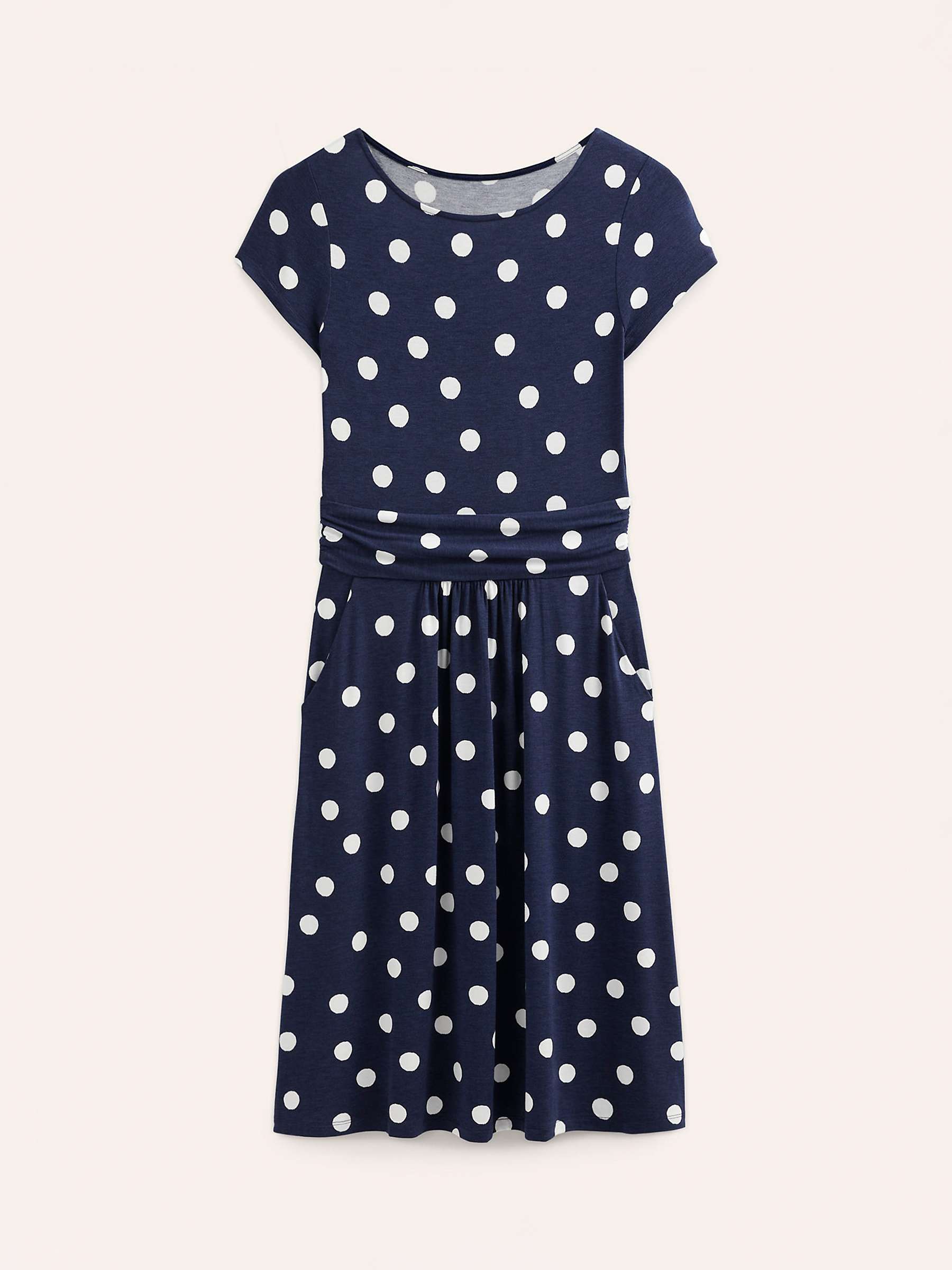 Buy Boden Amelie Jersey Painterly Spot Dress, Navy/White Online at johnlewis.com