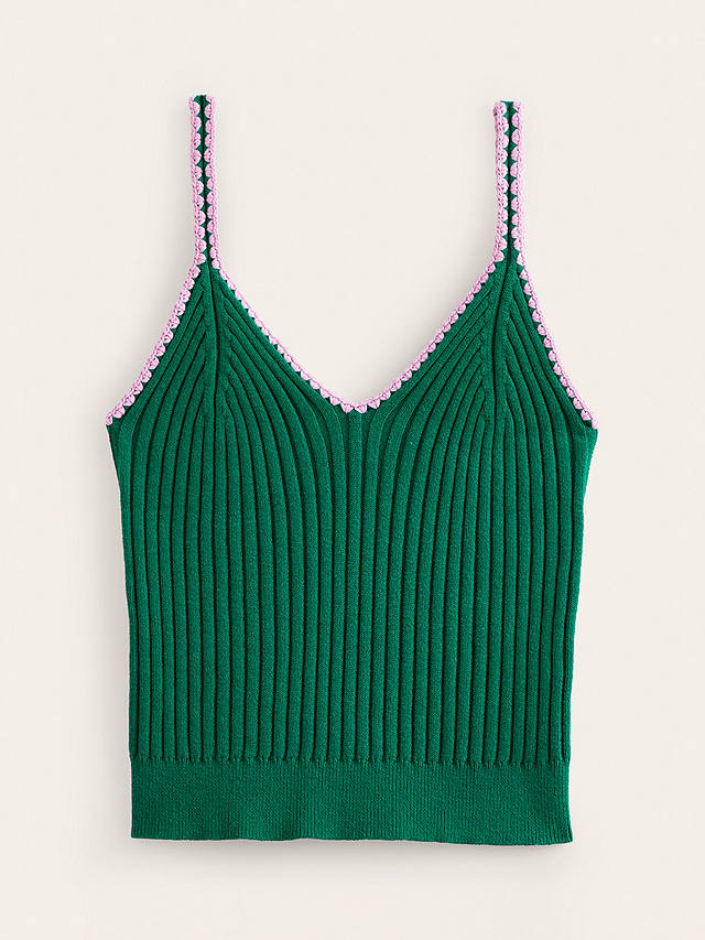 Boden Crochet Trim Knit Crop Vest, Green at John Lewis & Partners