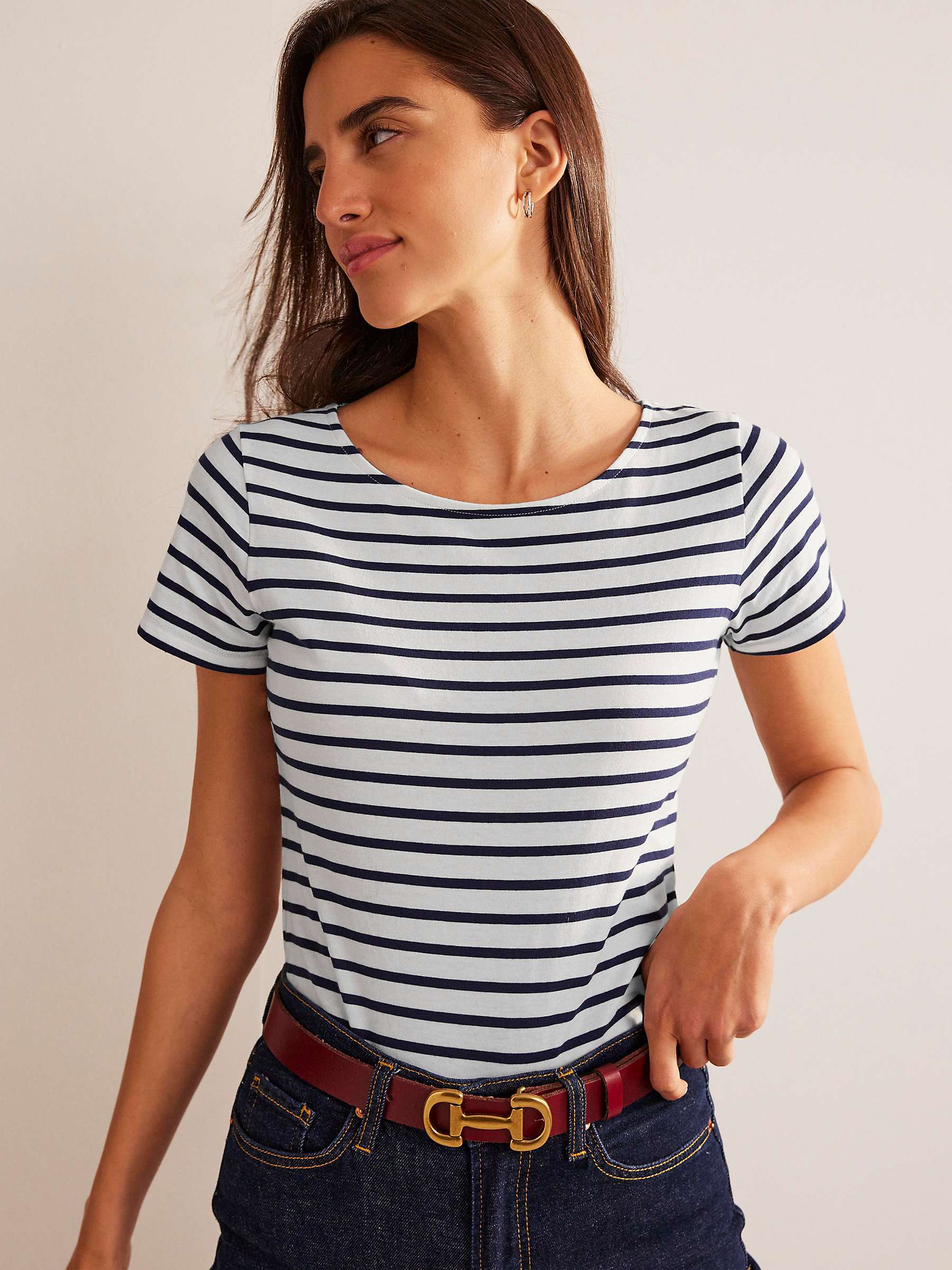 Buy Boden Ava Breton Stripe T-Shirt, Ivory/Navy Online at johnlewis.com