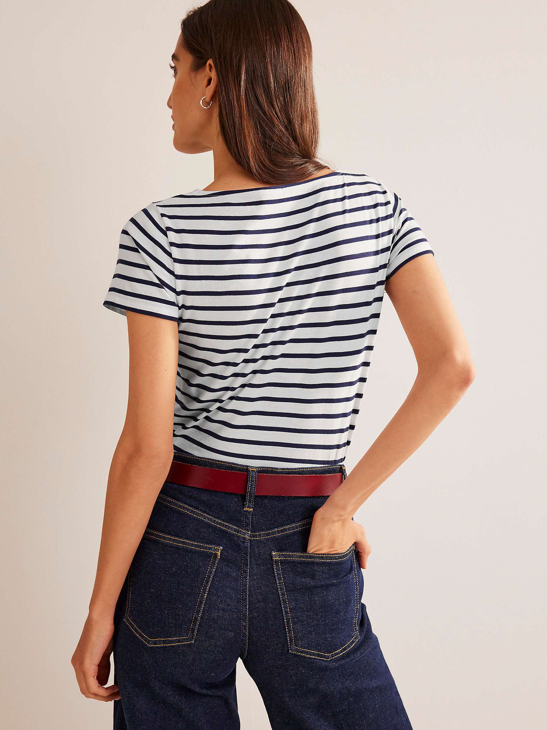 Buy Boden Ava Breton Stripe T-Shirt, Ivory/Navy Online at johnlewis.com