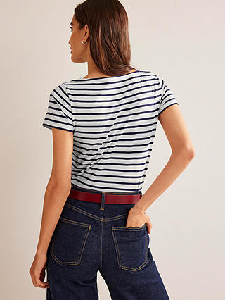 Boden Ava Breton Stripe T-Shirt, Ivory/Navy
