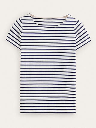 Boden Ava Breton Stripe T-Shirt, Ivory/Navy
