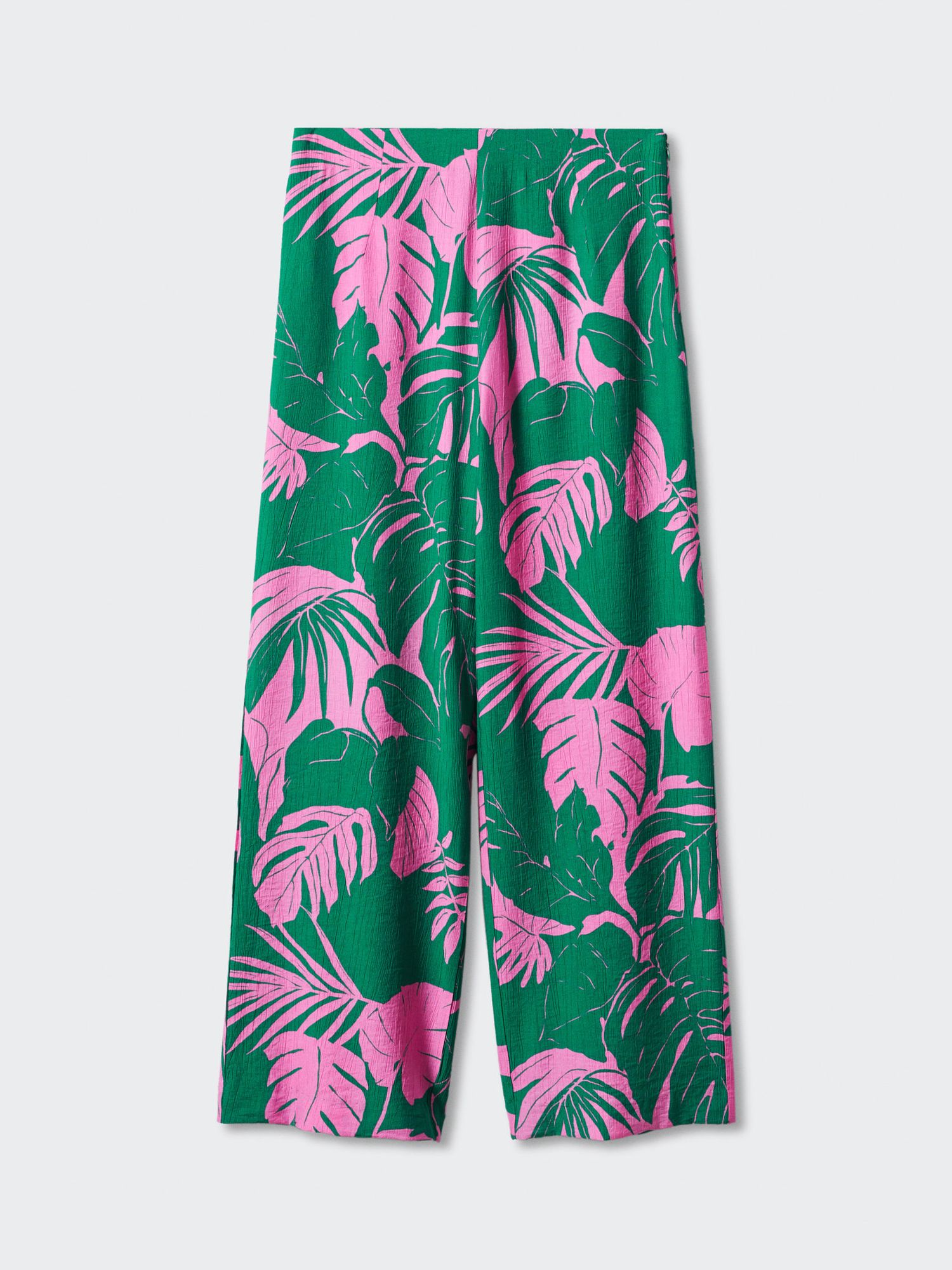 Mango Mila Palm Print Trousers, Green