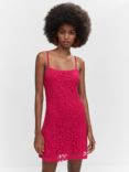 Mango Dalias Crochet Mini Dress, Bright Pink