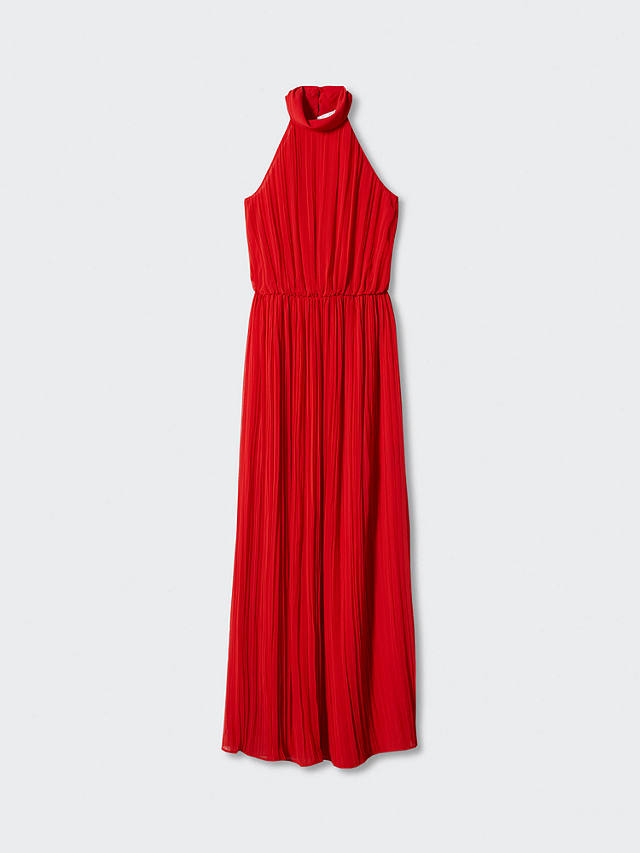 Mango Letia Halterneck Maxi Dress, Red at John Lewis & Partners