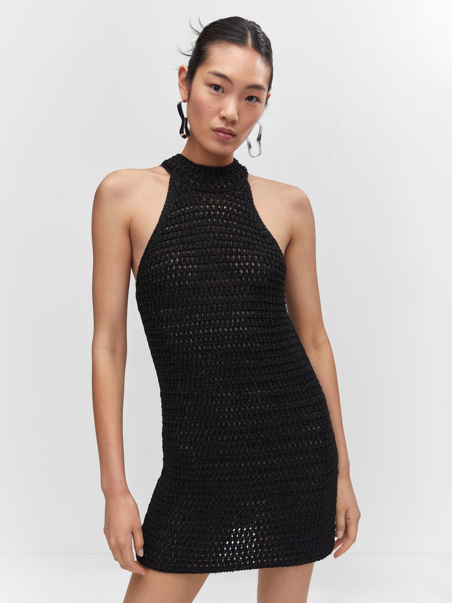 Mango Hugo Knit Mini Dress, Black at John Lewis & Partners