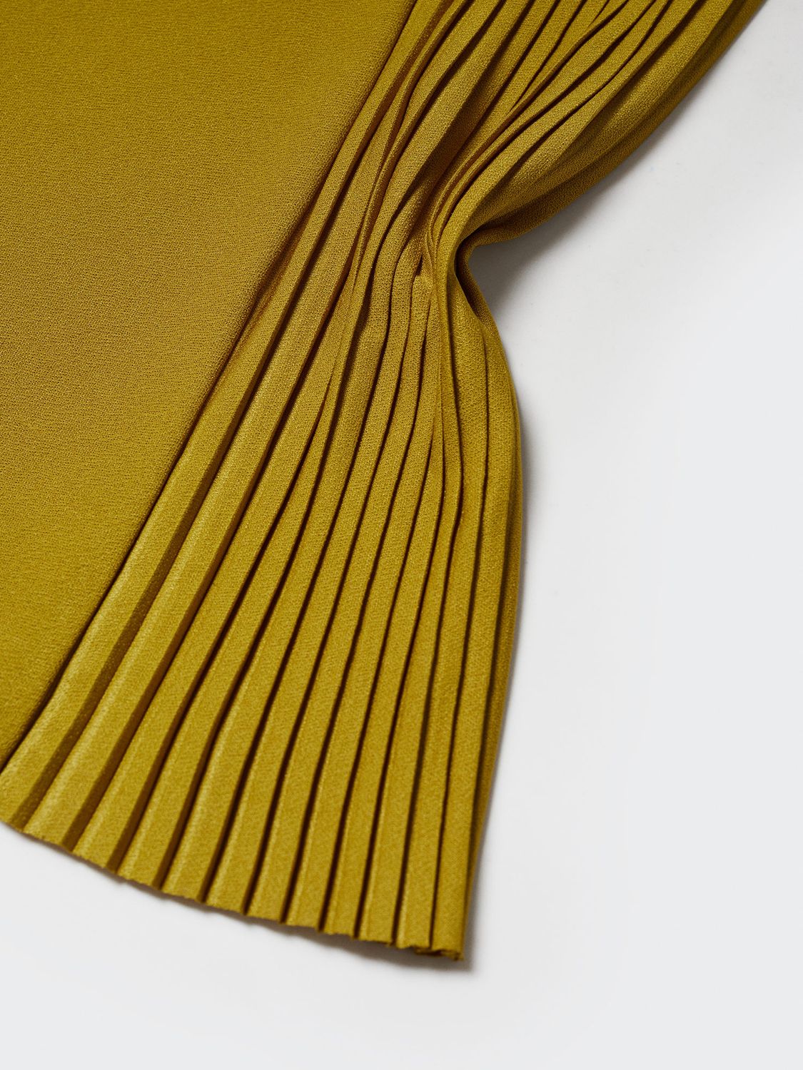 Mango Pleat Detail Midi Dress, Khaki at John Lewis & Partners