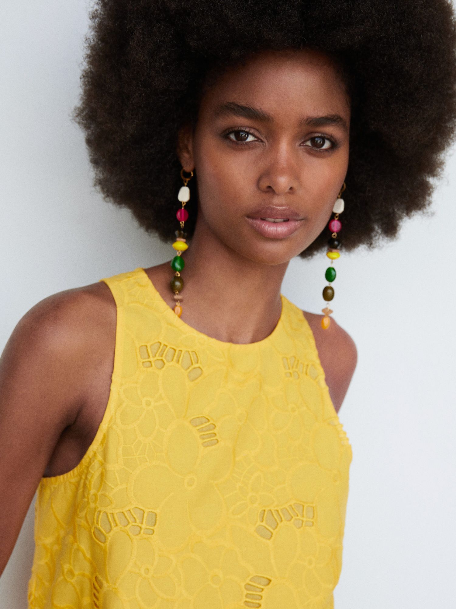 Mango Floral Mini Dress, Yellow at John Lewis & Partners