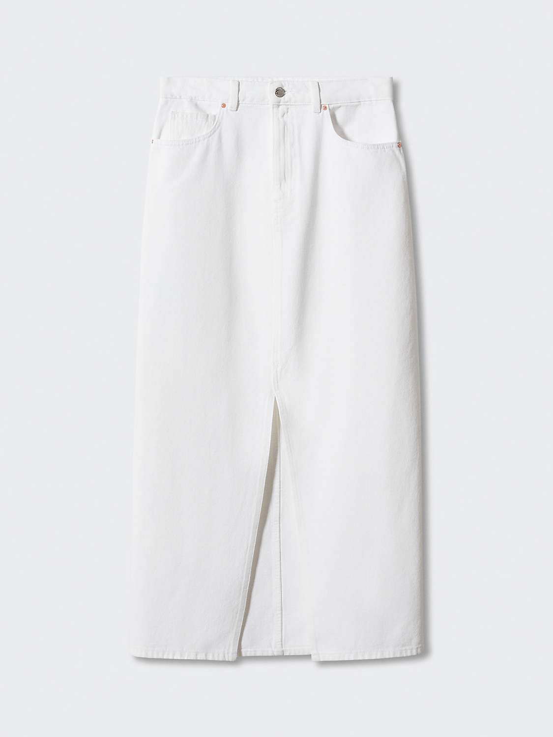 Mango Aida Slit Denim Skirt, White at John Lewis & Partners