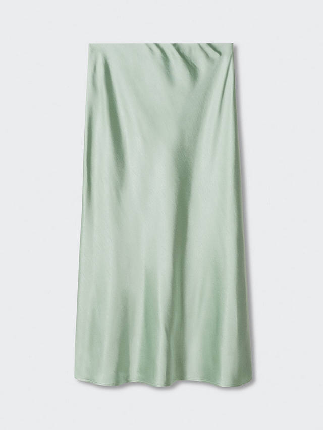 Mango Mia Satin Slip Midi Skirt, Aqua at John Lewis & Partners