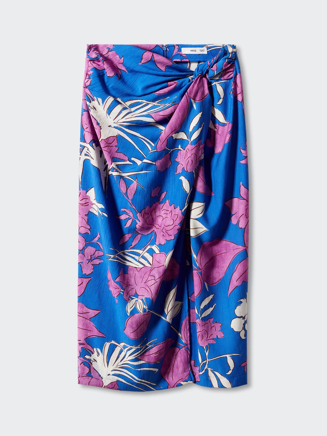 Mango Nuti Knot Detail Skirt, Medium Blue at John Lewis & Partners