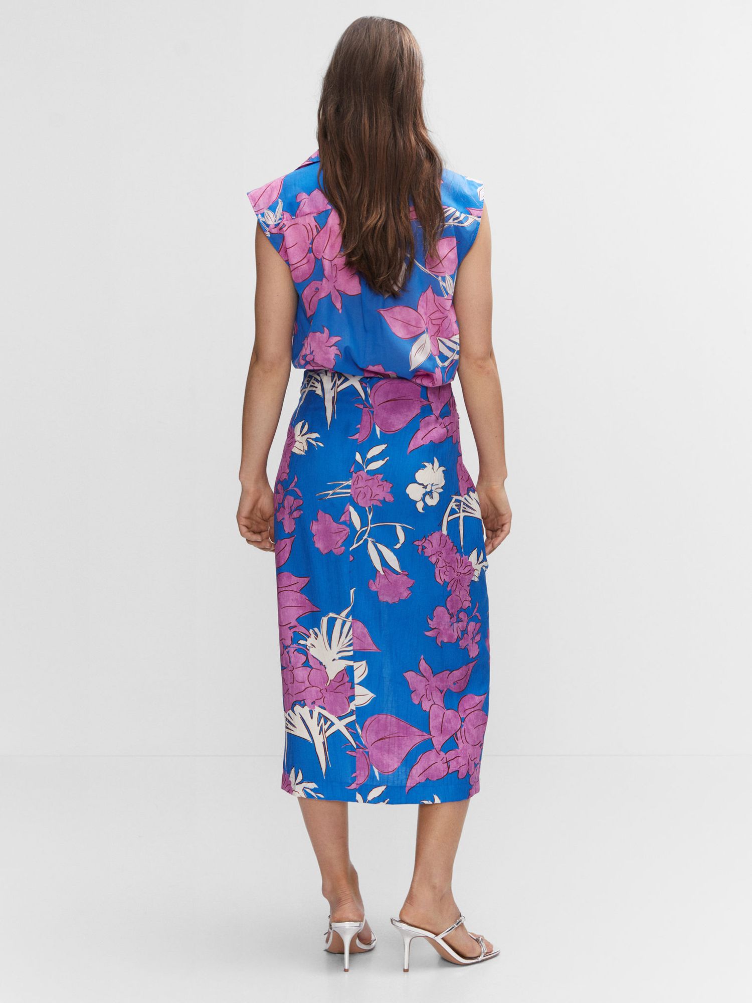 Mango Nuti Knot Detail Skirt, Medium Blue at John Lewis & Partners