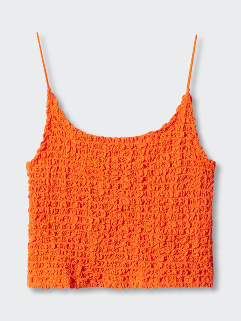 Mango Jackson Textured Camisole Top, Orange at John Lewis & Partners