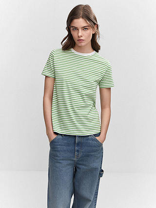 Mango Chalacas Stripe T-Shirt, Green/White, XXS