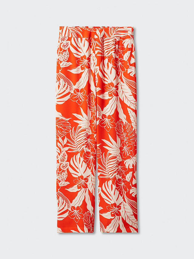 Mango Poems Tropical Print Trousers, Orange at John Lewis & Partners