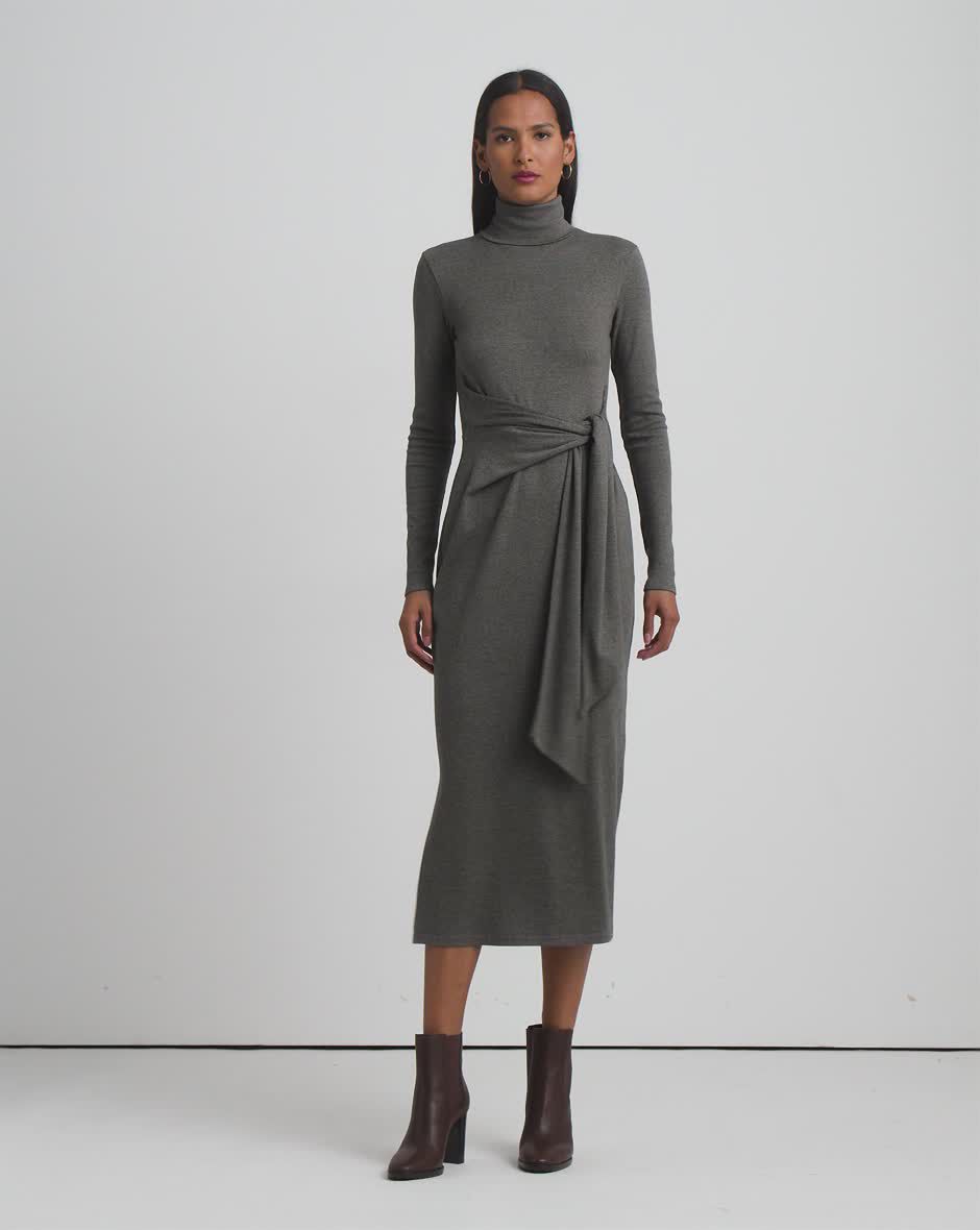 Lauren Ralph Lauren Vaureen Midi Jumper Dress, Grey at John Lewis