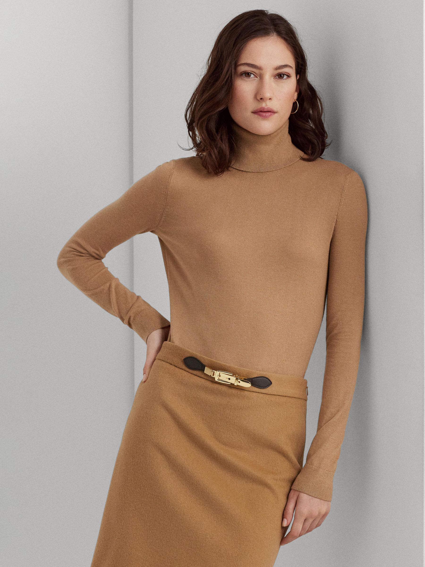 Lauren Ralph Lauren Zoe Silk Blend Jumper, Brown, XS