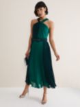 Phase Eight Xenia Colour Block Pleated Dress, Bright Green