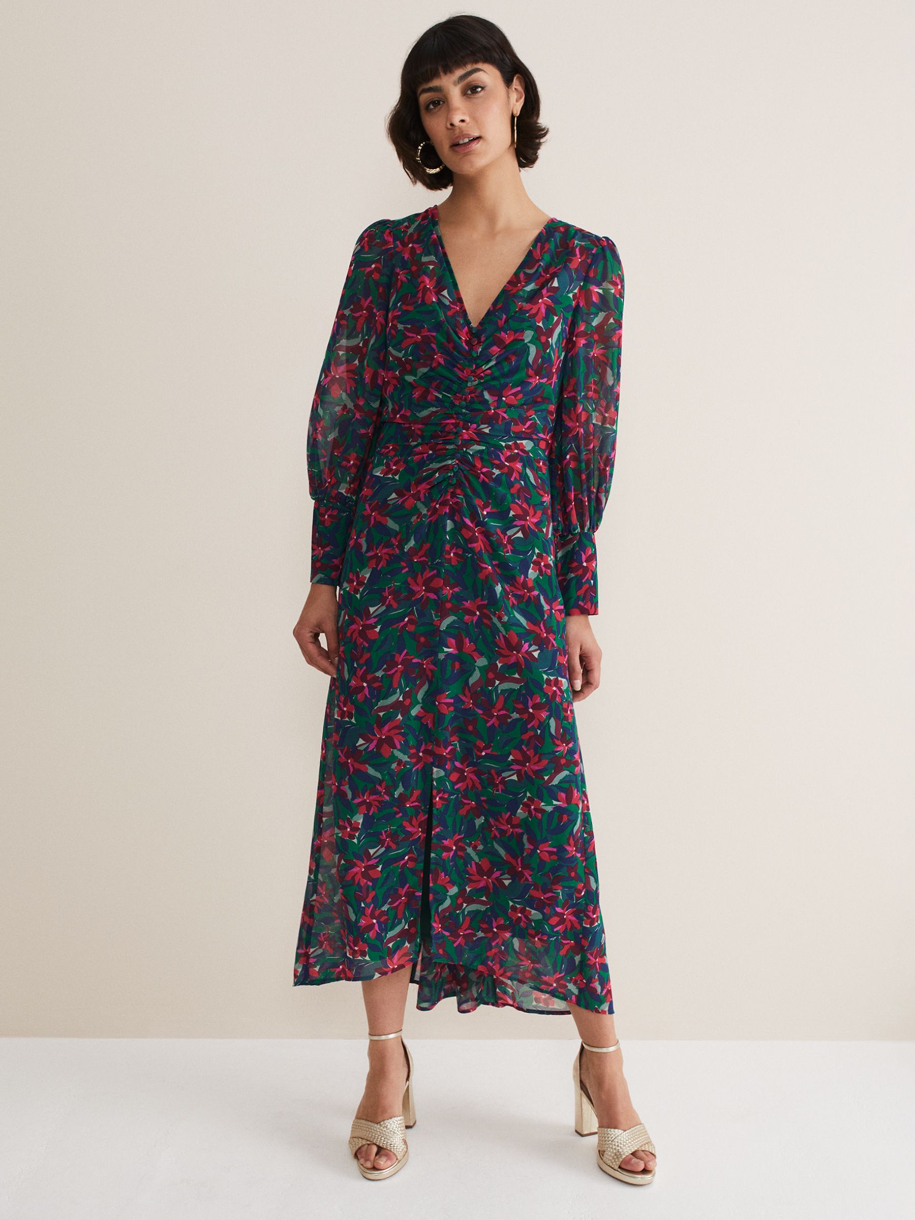 Phase Eight Hyacinth Floral Midi Dress, Multi at John Lewis & Partners