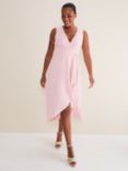 Phase Eight Julissa Sleeveless Ruffle Wrap Midi Dress, Soft Pink