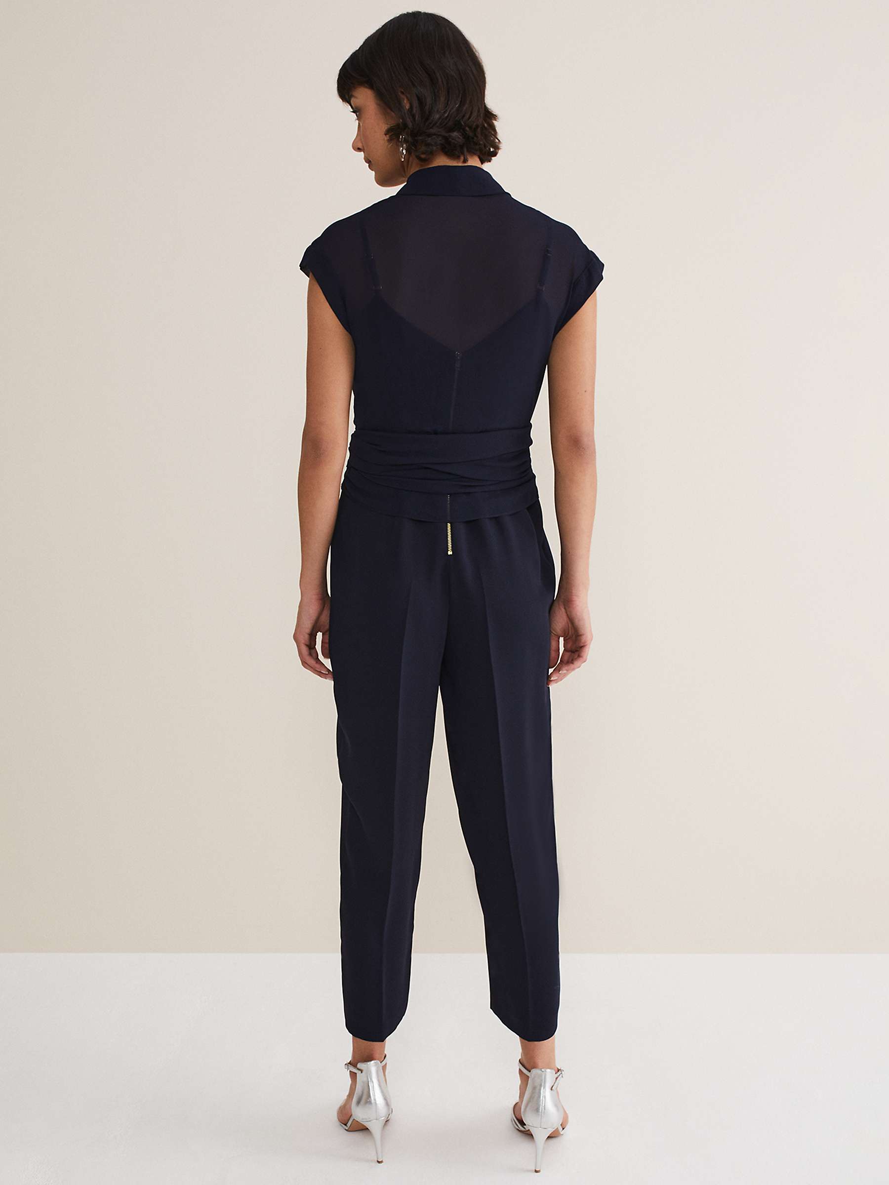 Buy Phase Eight Leonora Chiffon Overlay Jumpsuit, Navy Online at johnlewis.com
