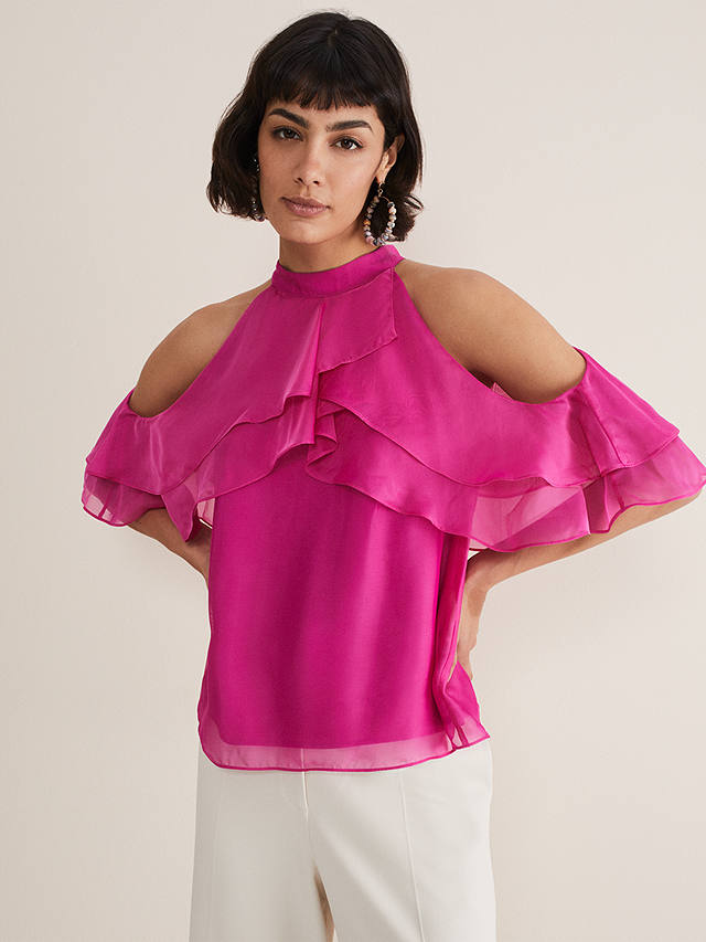 Phase Eight Heather Ruffled Top, Pink